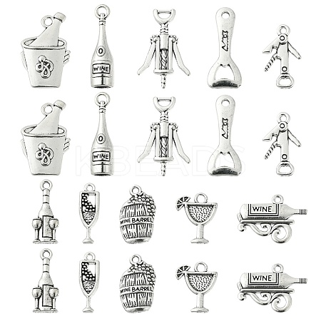 100pcs 10 Style Tibetan Style Alloy Pendants TIBEP-CJ0001-27-1