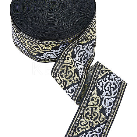 Polyester Jacquard Flower Ribbon OCOR-WH0082-266-1