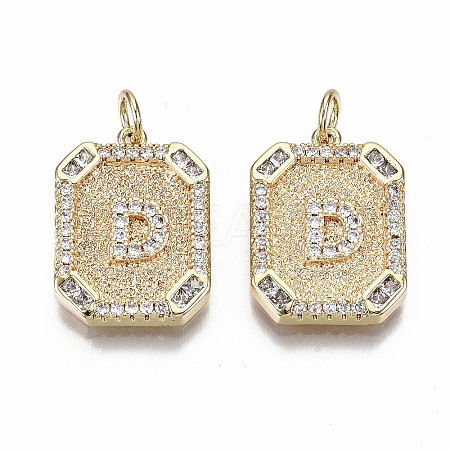 Brass Micro Pave Clear Cubic Zirconia Pendants KK-S356-234C-G-NF-1
