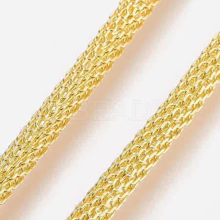 Rack Plating Brass Mesh Chain Necklaces X-NJEW-O101-12G-1