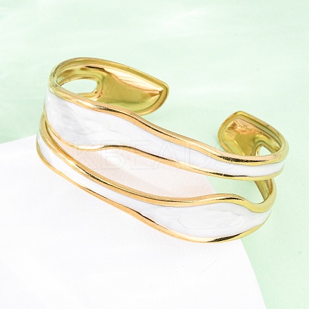 304 Stainless Steel Enamel Bangles for Women BJEW-D306-04G-1
