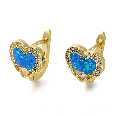 Heart Rack Plating Brass Micro Pave Cubic Zirconia Hoop Earrings EJEW-P277-07B-G-1