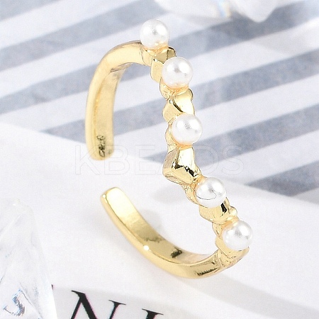 Heart Brass Open Cuff Rings for Women RJEW-R011-02G-1