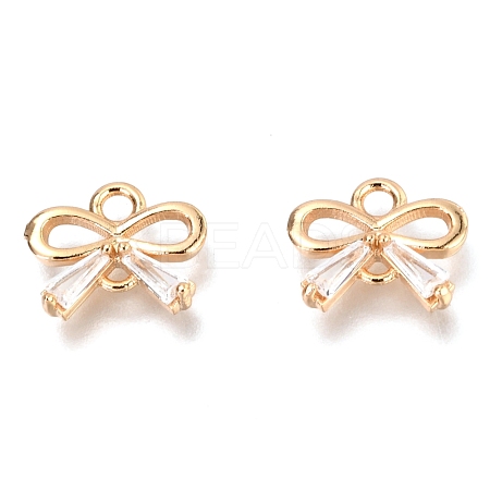 Brass Micro Pave Clear Cubic Zirconia Links Connectors ZIRC-H116-02G-1