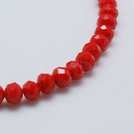 Opaque Solid Color Faceted Glass Beads Strands X-EGLA-J047-4x3mm-05-1