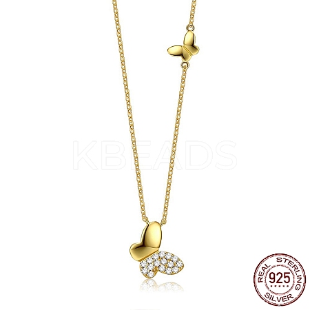 925 Sterling Silver Butterfly Pendants Necklaces for Women NJEW-BB67370-B-1