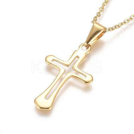 304 Stainless Steel Pendant Necklaces NJEW-F275-07G-1