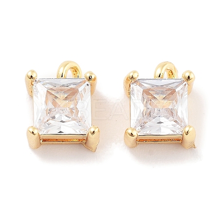 Brass with Clear Cubic Zirconia Charms KK-P271-28G-1