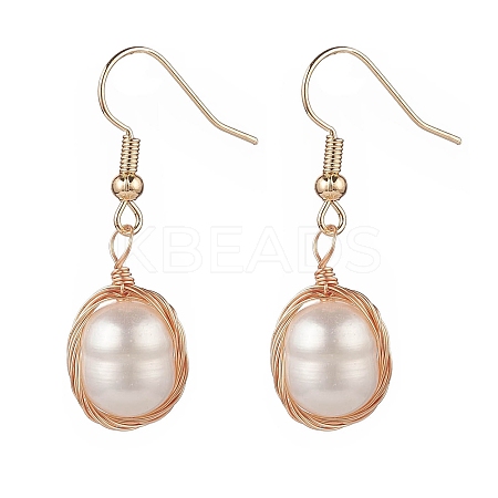 Natural Pearl Dangle Earrings EJEW-JE05167-02-1