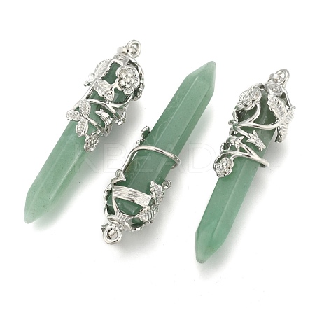 Natural Green Aventurine Pointed Pendants G-O164-02-P07-1