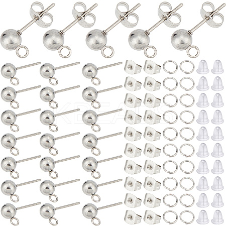 150Pcs 202 Stainless Steel Ball Stud Earring Findings STAS-SP0001-52C-P-1