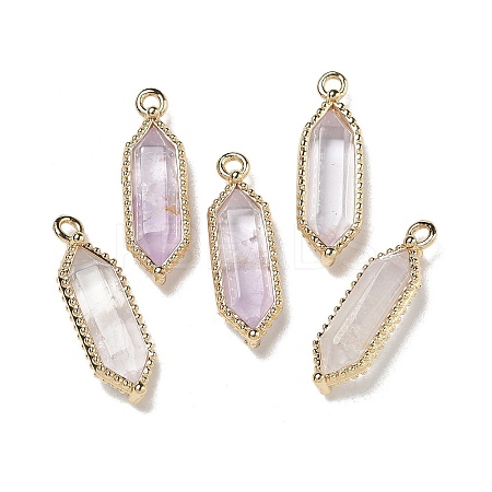 Natural Amethyst Faceted Double Terminal Pointed Pendants G-G181-05G-02-1