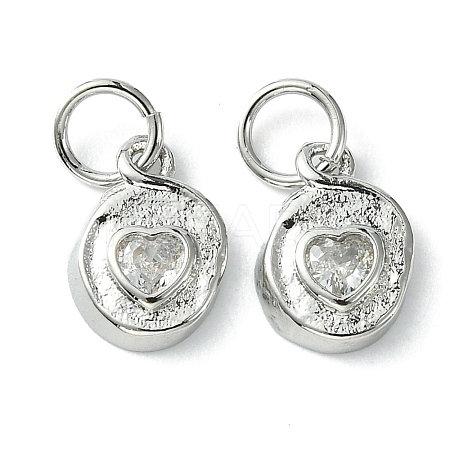 Rack Plating Brass Micro Pave Cubic Zirconia Pendants KK-K332-11P-1