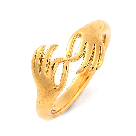 Ion Plating(IP) 304 Stainless Steel Hand Finger Rings for Women RJEW-S414-52B-G-1