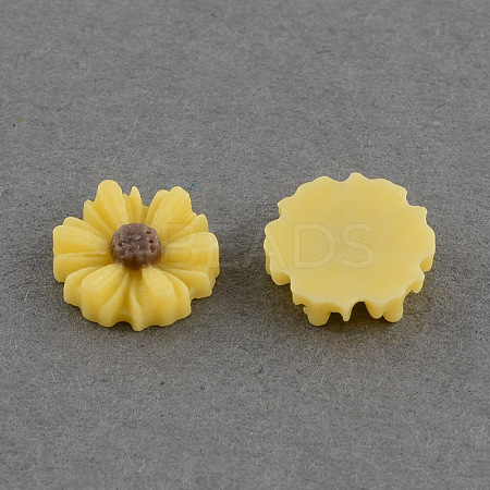 Flatback Hair & Costume Accessories Ornaments Scrapbook Embellishments Resin Flower Daisy Cabochons CRES-Q102-10-1-1