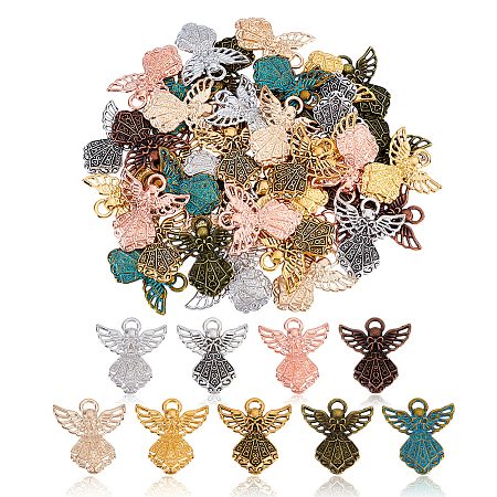 54Pcs 9 Styles Tibetan Style Alloy Pendants FIND-GA0005-47-1