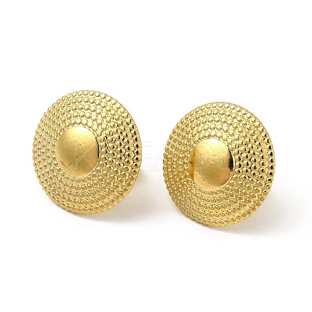 Ion Plating(IP) 304 Stainless Steel Flat Round Stud Earrings for Women EJEW-I281-20G-1