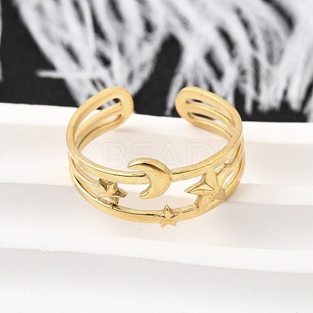 304 Stainless Steel Adjustable Open Cuff Rings for Women RJEW-U062-01C-G-1