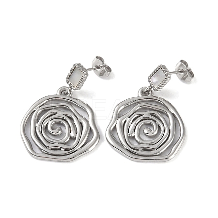 Flower 304 Stainless Steel Shell Stud Earrings EJEW-L283-041P-1