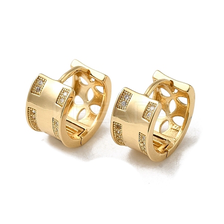 Brass Micro Pave Cubic Zirconia Hoop Earring EJEW-L271-20KCG-05-1