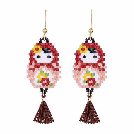 CRAFTDADY Seed Beads Dangle Earrings EJEW-CD0001-02-1