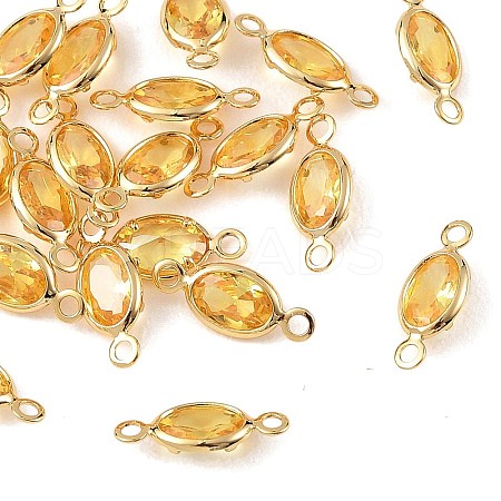 SHEGRACE Brass Pave Cubic Zirconia Oval Connector Charms XGRQ2O670-439C-G-1