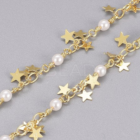 3.28 Feet Handmade Brass Beaded Chains X-CHC-I029-05G-1