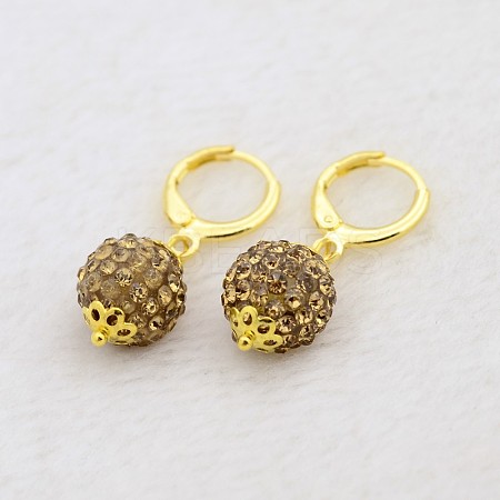 (Jewelry Parties Factory Sale)Dangling Round Ball Resin Rhinestone Earrings EJEW-J080-14G-1