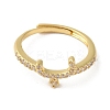 Rack Plating Brass Cubic Zirconia Arabic Letters Adjustable Rings for Women RJEW-S407-10G-15-2