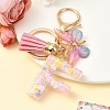 Resin & Acrylic & Faux Suede Tassel Keychain KEYC-YW00124-06-1