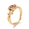 Cerise Cubic Zirconia Rose of Life Adjustable Ring RJEW-P035-06G-1
