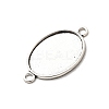 Antique Silver Tibetan Style Alloy Flat Oval Cabochon Connector Settings TIBE-M022-05AS-3