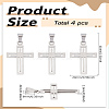 4Pcs 201 Stainless Steel Cross Pendants STAS-LP0002-83-2