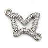Brass Micro Pave Clear Cubic Zirconia Butterfly Links Connector Charms KK-A230-03C-P-1