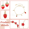 ANATTASOUL Strawberry Brass Enamel Pendant Necklace & Dangle Earrings & Open Cuff Ring & Charm Bracelet Jewelry Sets SJEW-AN0001-35-3