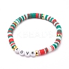 Polymer Clay Heishi Beads Stretch Bracelets BJEW-JB05710-2