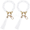 2Pcs Acrylic & Zine Alloy & PU Pendant Decoration KEYC-CL0001-44B-1