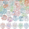 50Pcs 5 Colors UV Plating Transparent Rainbow Iridescent Acrylic Beads OACR-SC0001-85-1