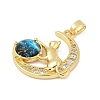 Brass Micro Pave Clear Cubic Zirconia with Glass Pendants KK-G524-01G-02-2