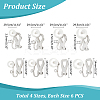 24Pcs 4 Size 304 Stainless Steel Clip-on Earring Findings with Imitation Pearl Plastic Beaded STAS-UN0054-73-3