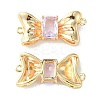 Brass Pave Cubic Zirconia Connector Charms KK-L208-01G-05-1