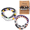 4Pcs Spooky Halloween Acrylic & Glass Beaded Stretch Bracelets EK3057-5-1