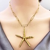 304 Stainless Steel Starfish Shaped Pendant Necklaces for Women NJEW-L467-02G-1