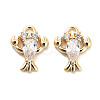 Brass Micro Pave Clear Cubic Zirconia Charms KK-C054-11G-1