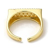 Rectangle Rack Plating Brass Micro Pave Clear Cubic Zirconia Open Cuff Rings RJEW-M162-09G-3