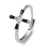Brass with Cubic Zirconia Adjustable Rings RJEW-Z017-04P-1