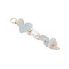 Natural Aquamarine Chip & Natural Cultured Freshwater Pearl Rice Beaded Connector Charms PALLOY-JF03707-08-3