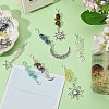 28Pcs 7 Styles Handmade Lampwork & Natural Tiger Eye & Green Aventurine & Quartz Crystal & Rose Quartz & Lapis Lazuli & Amethyst Chip Beaded Pendant Decoration HJEW-CA00056-5