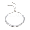 Brass Pave Clear Cubic Zirconia Teardrop Box Chain Slider Bracelets BJEW-YWC0002-07P-1