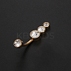 Stainless Steel Clear Cubic Zirconia Curved Barbell Belly Rings WG29D10-01-2